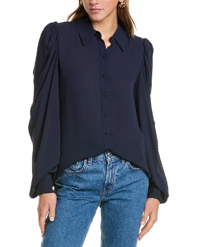 Ramy Brook Rose Blouse Ruffled Neck Blouse