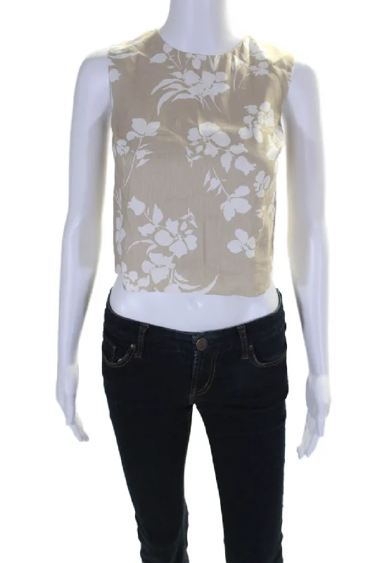 Veronica Beard Womens Clarendon Linen Floral Sleeveless Blouse Beige Bell Sleeve Blouse Veronica Beard Womens Clarendon Linen Floral Sleeveless Blouse Beige Bell Sleeve Blouse