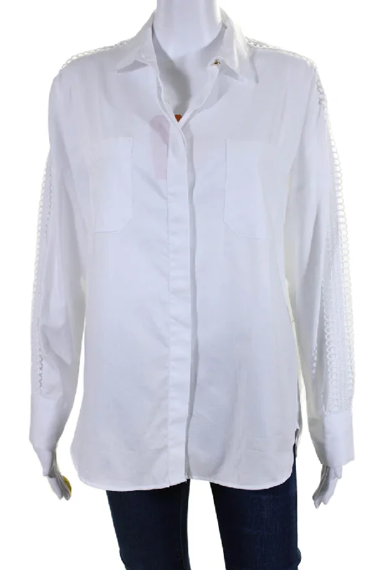Vilagallo Womens Cotton Lace Trim Long Sleeve Buttoned Blouse White Sleeveless Chiffon Blouse Vilagallo Womens Cotton Lace Trim Long Sleeve Buttoned Blouse White Sleeveless Chiffon Blouse