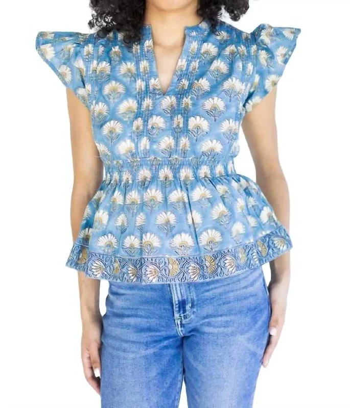Violet Blouse In Bluestone Office Formal Blouse