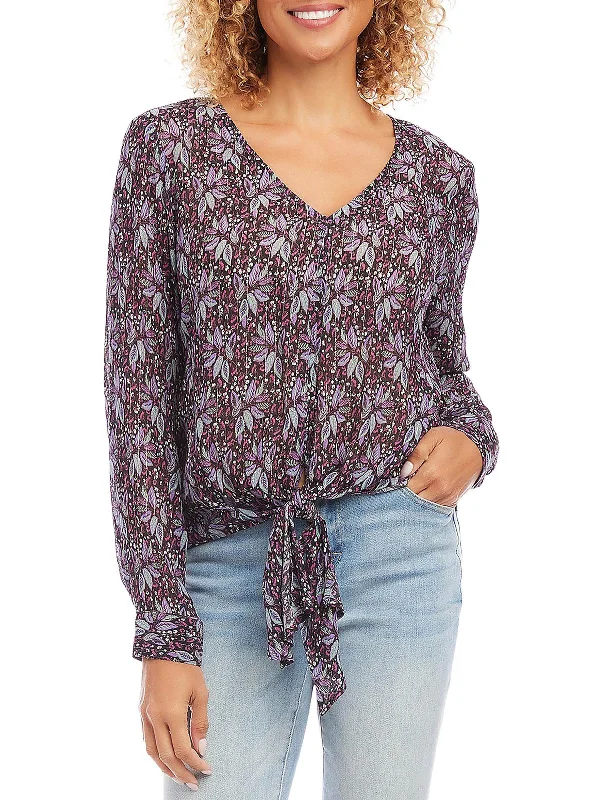 Womens V Neck Metallic Blouse Elegant Embroidery Blouse