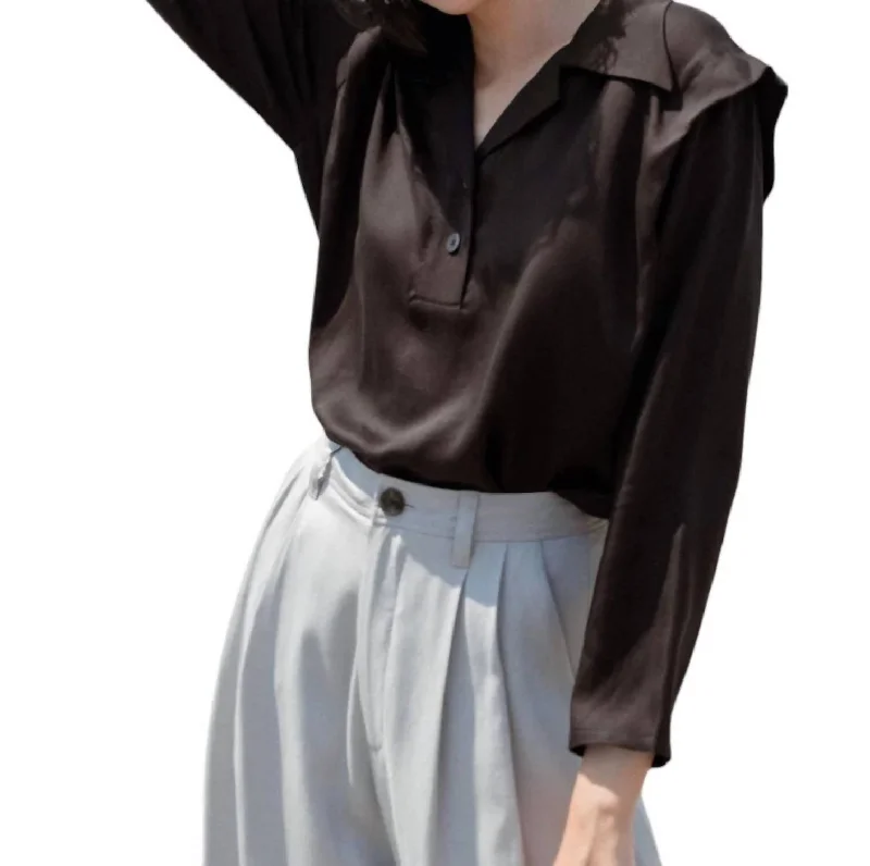 Zippy Blouse In Black Wrap Front Blouse