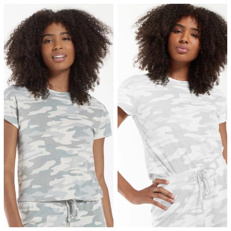camo short sleeve crew nk tee Ribbed Striped Patterned