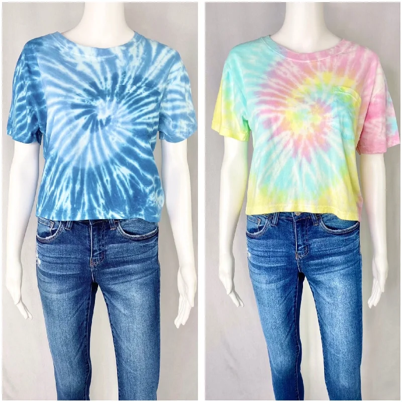 boxy crop tee - swirl tie dye Mesh Fabric Canvas Fabric Denim Fabric