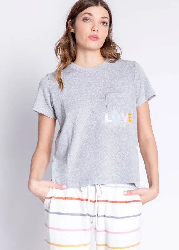 short sleeve love pocket tee Anti-Pilling Machine Wash Handmade