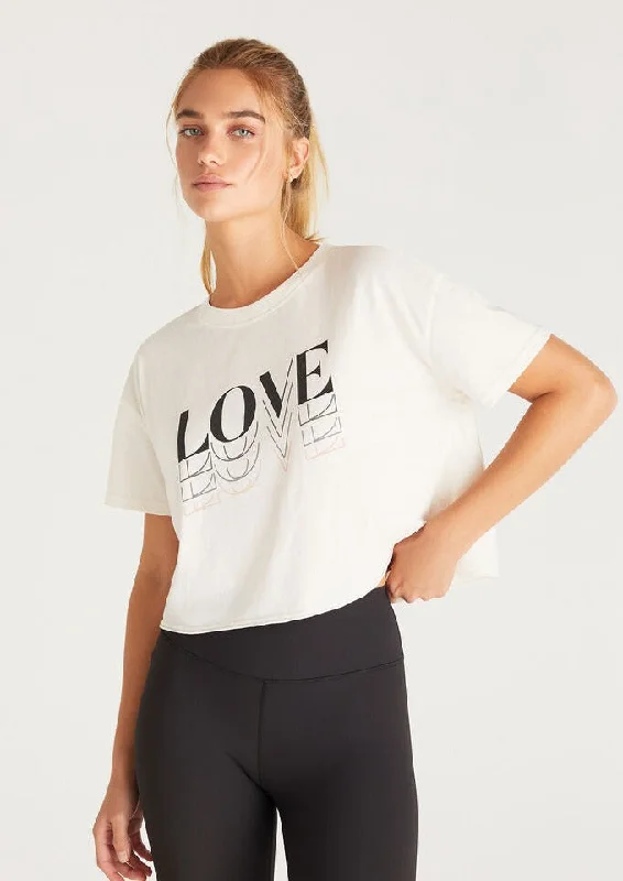 short sleeve love crop tee Front Pockets Side Pockets Patch Pockets