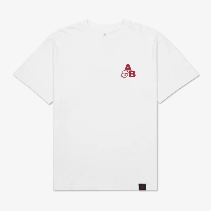Above & Beyond Logo Tee / White & Red Satin Fabric Silk Fabric Chiffon Fabric