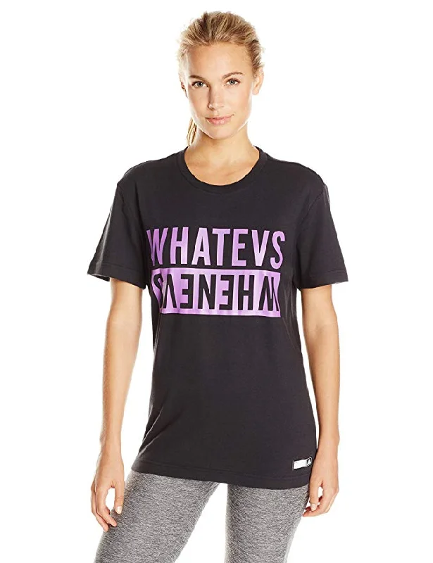 Adidas AG Whatevs Women's T-Shirt Black Cashmere Blend Cotton Blend Poly Blend