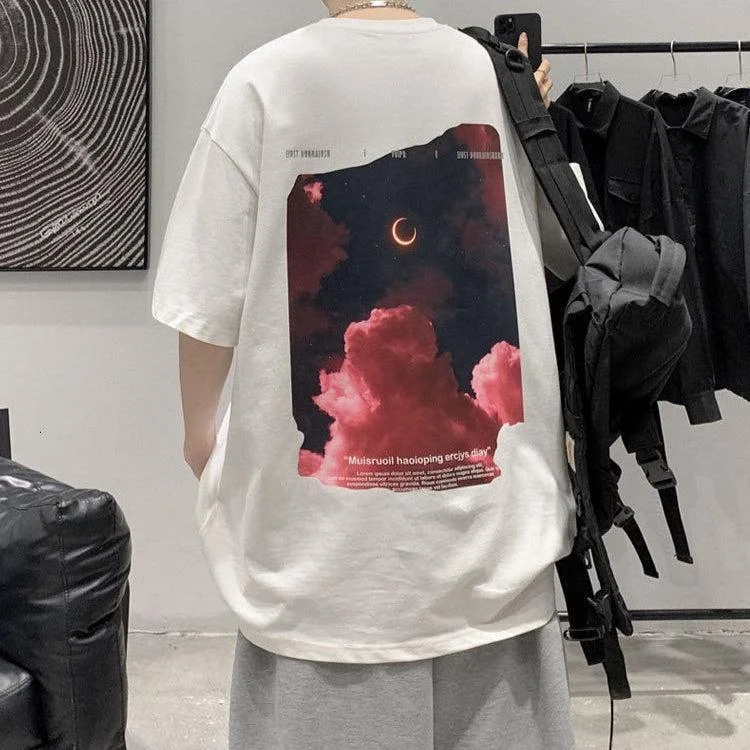 Aesthetic Sky Tee Hooded Caped Shawl Collar