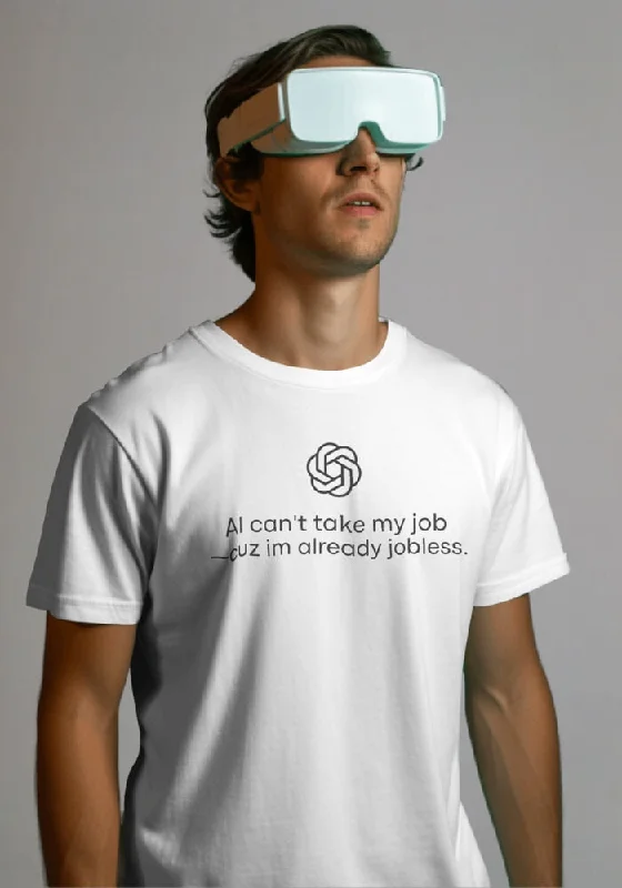 AI Can't Take My Job Tee Zippered Front Buttoned Front Snap Front