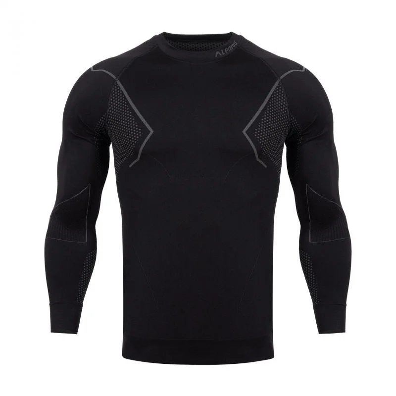 Alpinus Mens Active Base Layer Thermoactive T-Shirt - Black/Gray Mesh Blend Leather Blend Suede Blend