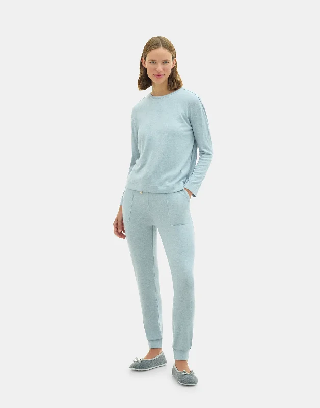 Aqua T-shirt Asymmetrical Pockets Print