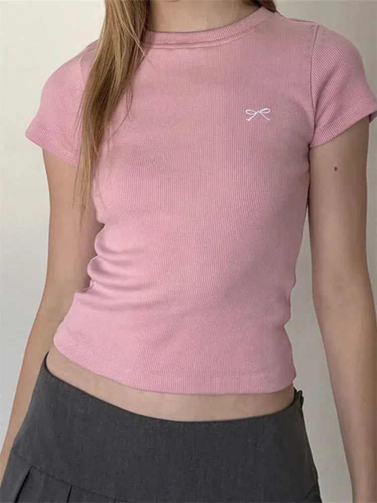 Bow Basic Tee Zippered Front Buttoned Front Snap Front