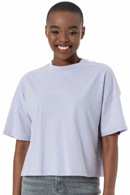 Boxy Branded T-Shirt _ 152278 _ Blue Sequined Glittery Shiny