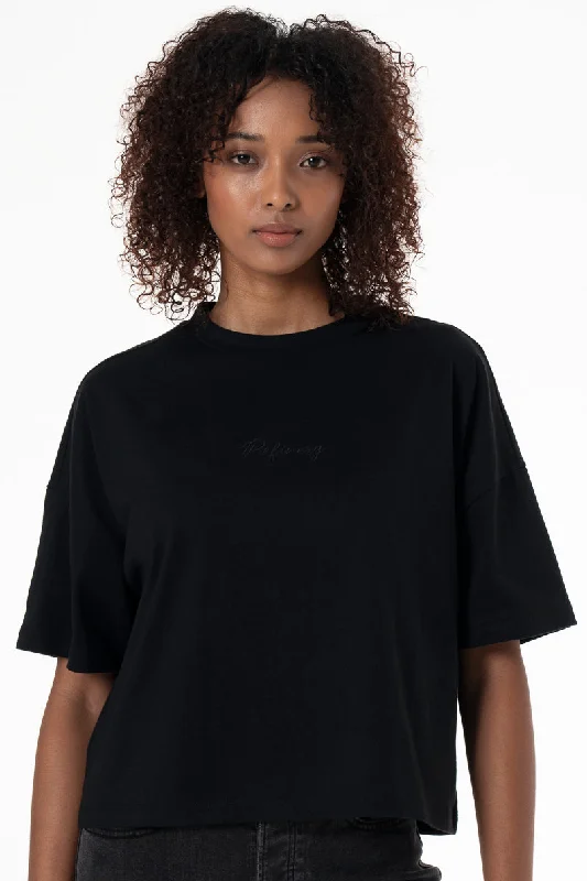 Boxy Branded T-Shirt _ 152676 _ Black Elasticated Padded Insulated