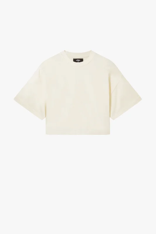 Cropped Oversized T-Shirt Mesh Fabric Canvas Fabric Denim Fabric