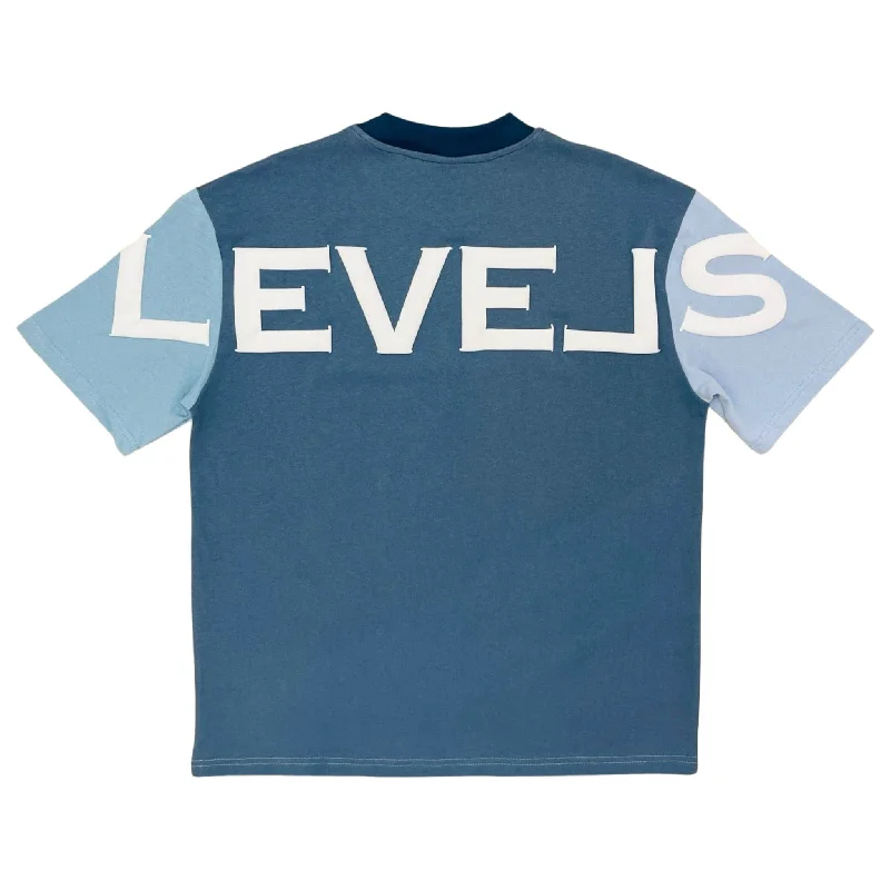 LEVELS SIGNATURE OVERSIZED TEE | MULTI BLUE Knit Fabric Woven Fabric Fleece Fabric