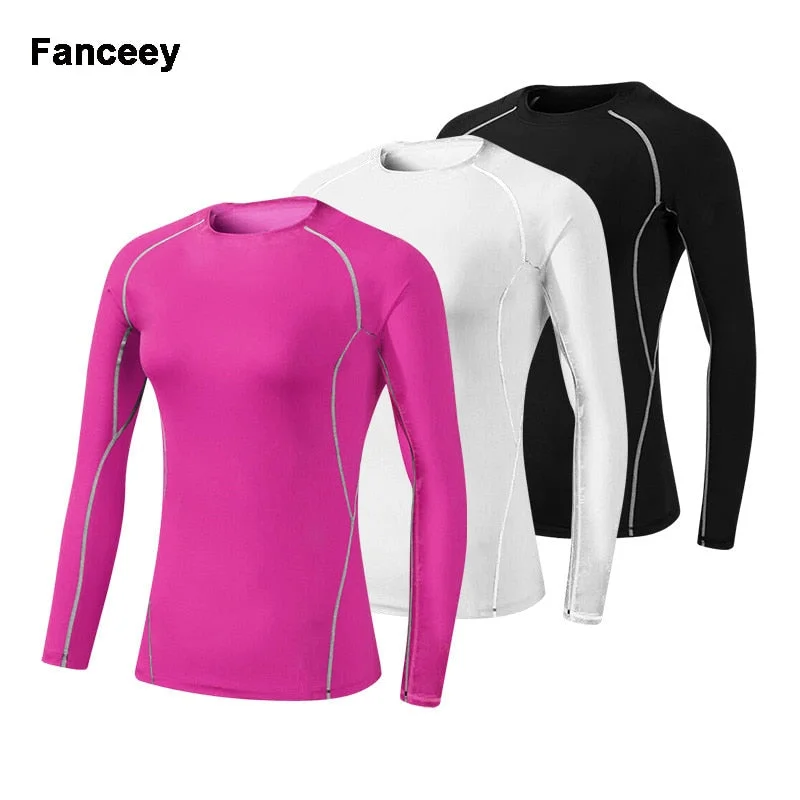 FANCEEY Base Layer Compression Long Sleeve T-Shirt Women's Knit Fabric Woven Fabric Fleece Fabric