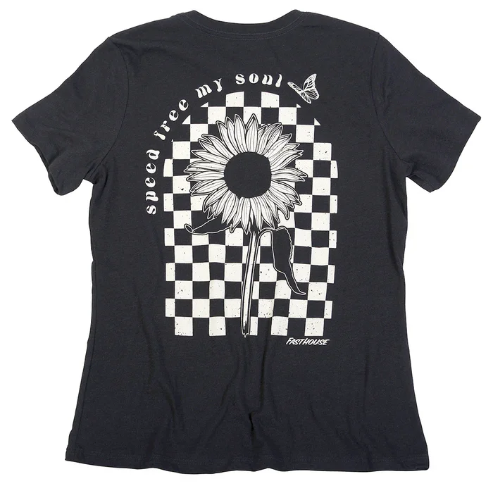 Fasthouse Allure Women's Tee - Heather Black Striped Floral Plaid