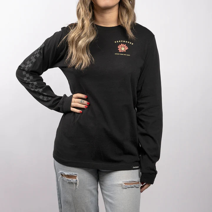 Fasthouse "Spirited" Women's Long Sleeve Tee Houndstooth Herringbone Solid