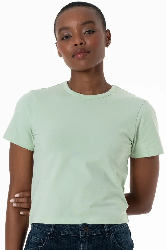 Fitted T-Shirt _ 143360 _ Sage Zippered Front Buttoned Front Snap Front