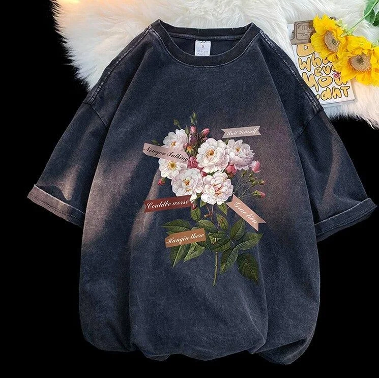 Flowers Tee Cozy Warm Stylish