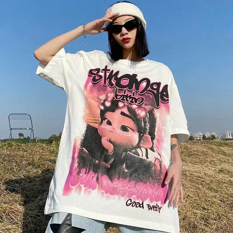 Graffiti Strange Graphic Tee Sequined Glittery Shiny