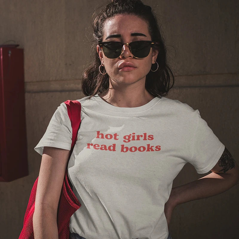 Hot Girls Read Books Tee Seamless Knitted Crochet