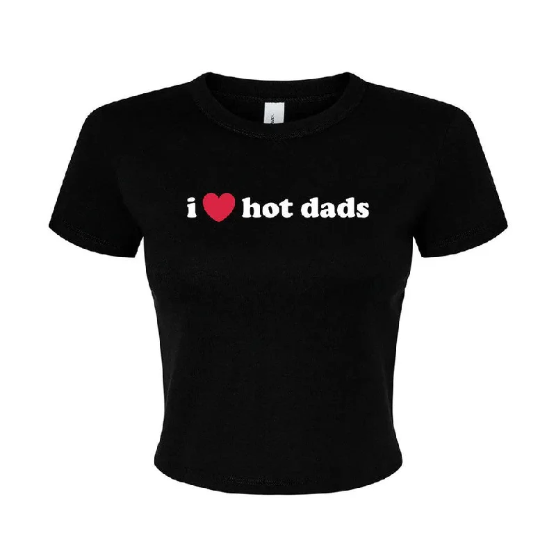 I Love Hot Dads Cropped Tee Sequined Glittery Shiny