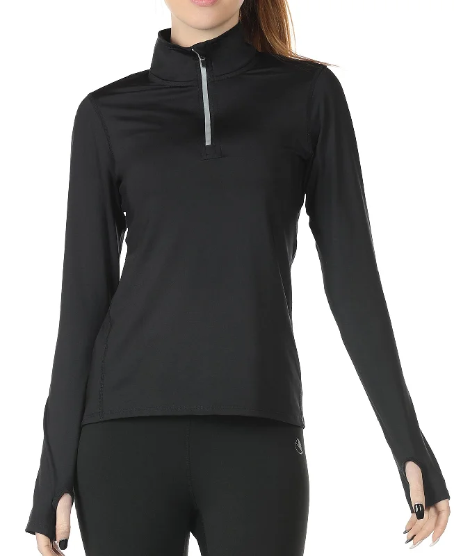 icyzone Workout Long Sleeve Shirts for Women - Yoga Running Tops Quarter Zip Pullover Exercise T-Shirts with Thumb Holes Satin Blend Silk Blend Wool Blend