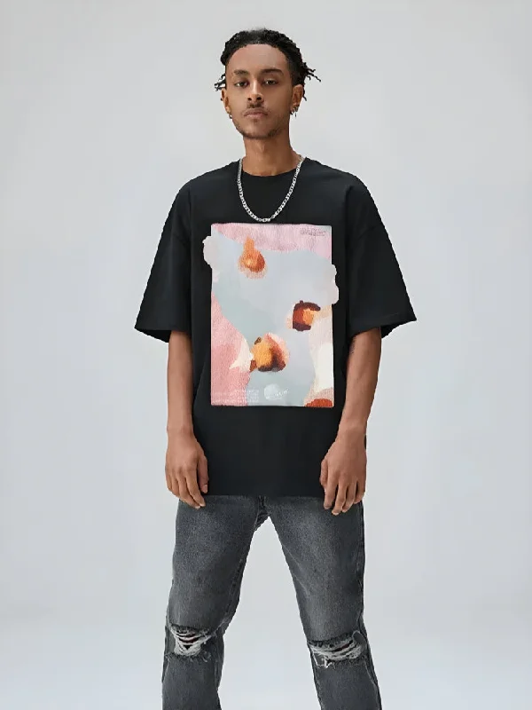 Impressionism Painting Tee Striped Floral Plaid