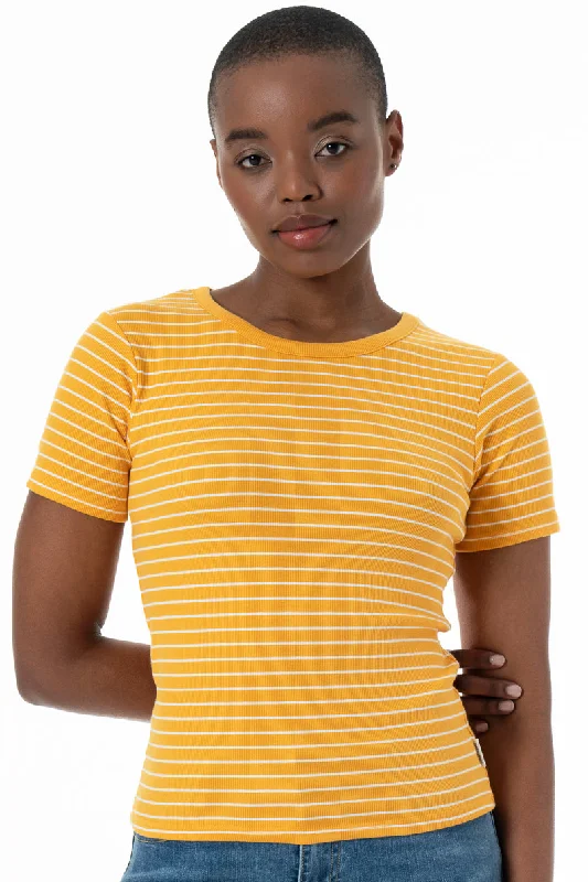 Crew Neck T-Shirt _ 152253 _ Ochre Chenille Blend Fleece Blend Nylon Blend