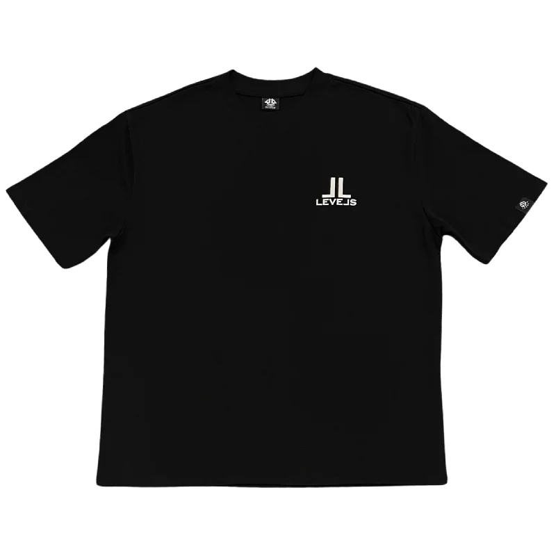 LEVELS LUXE OVERSIZED TEE | BLACK Notch Collar Peter Pan Collar Cowl Neck