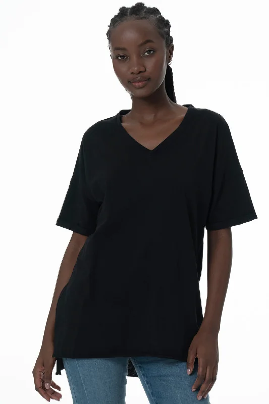 Longer Length T-Shirt _ 147095 _ Black Mesh Blend Leather Blend Suede Blend
