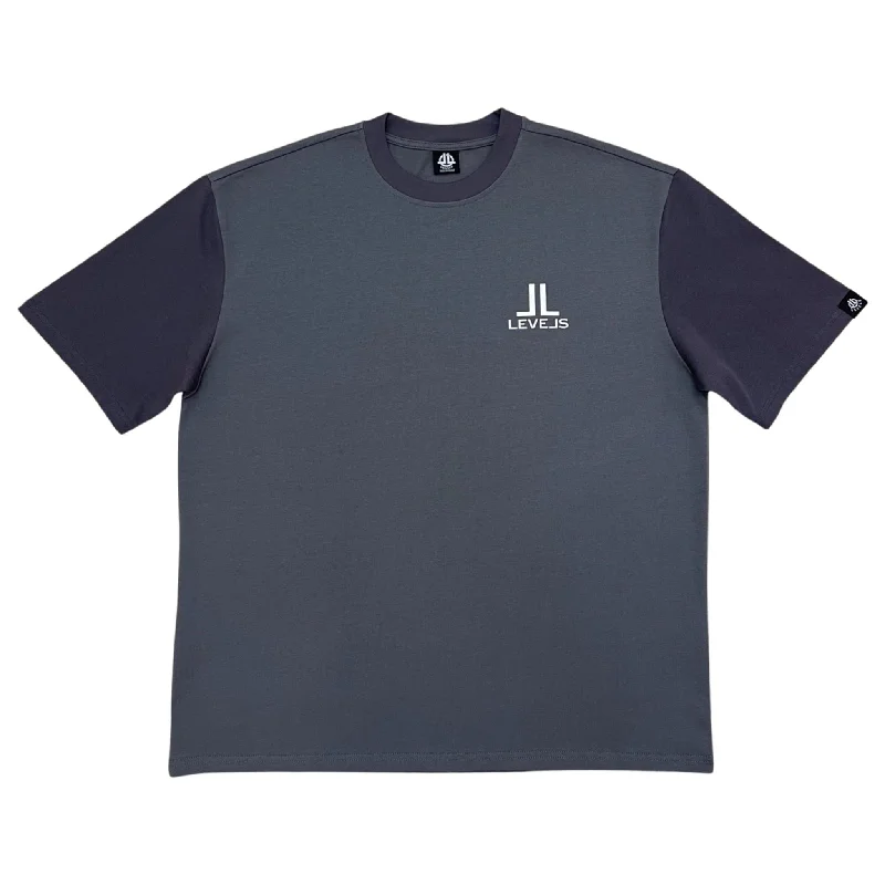 LUXE LEVELS OVERSIZED TEE | MULTI CHARCOAL Graphic T-Shirt Round Neck Polyester