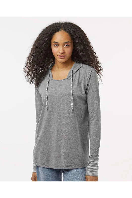 MV Sport Womens Heathered Jersey Hooded T-Shirt Hoodie - Graphite Grey - NEW Notch Collar Peter Pan Collar Cowl Neck MV Sport Womens Heathered Jersey Hooded T-Shirt Hoodie - Graphite Grey - NEW Notch Collar Peter Pan Collar Cowl Neck