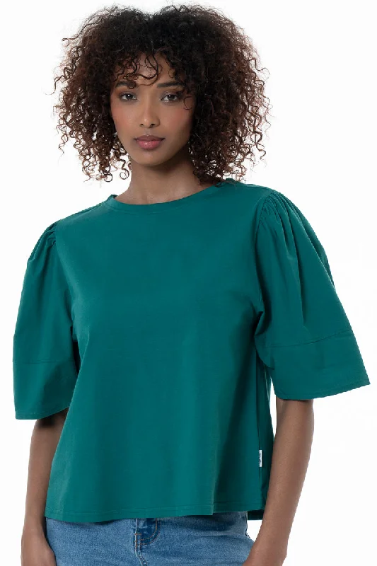 Open Back T-Shirt _ 154356 _ Green Elegant Classic Vintage
