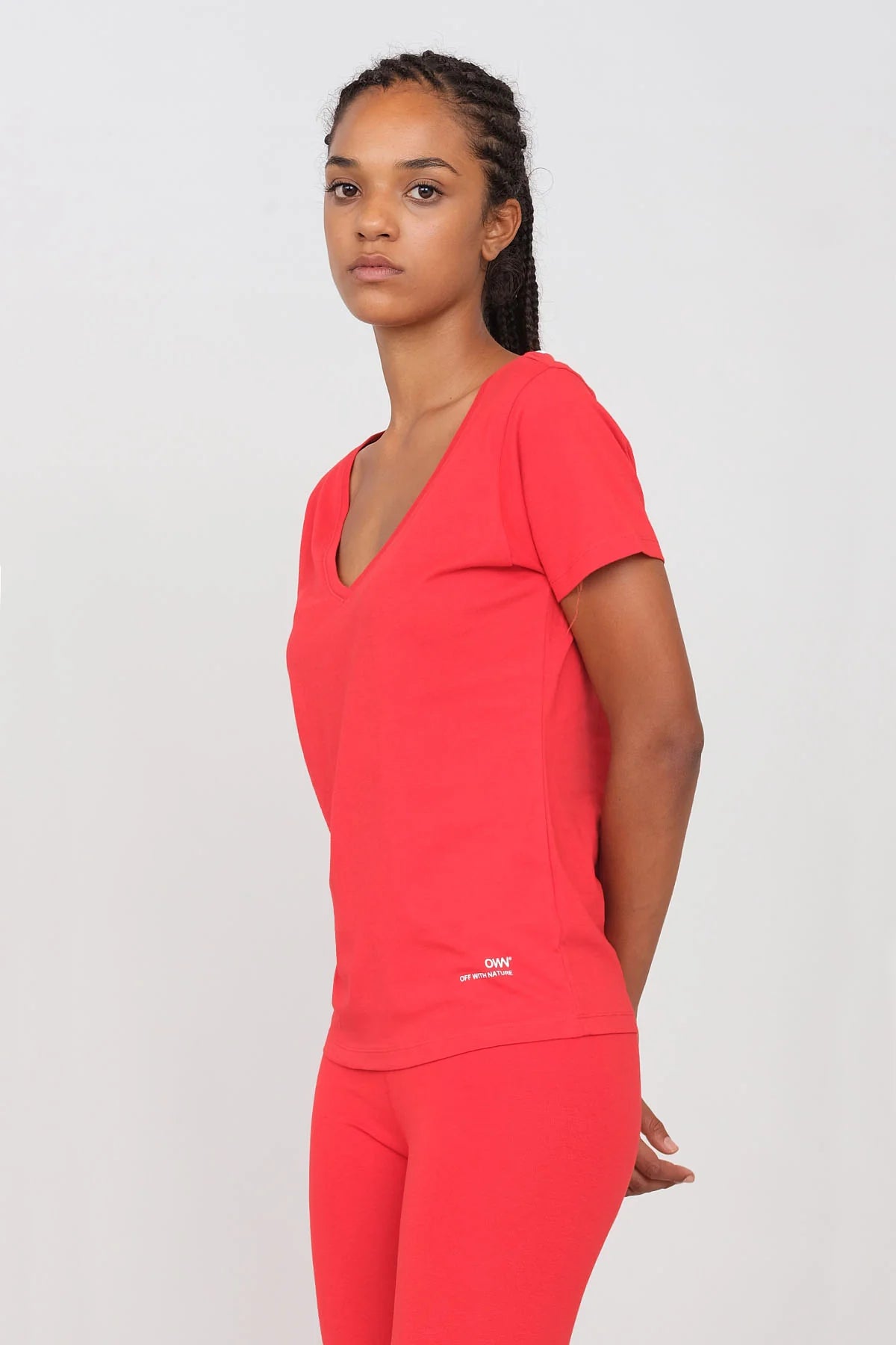 Women's V-Neck T-Shirt Red Notch Collar Peter Pan Collar Cowl Neck