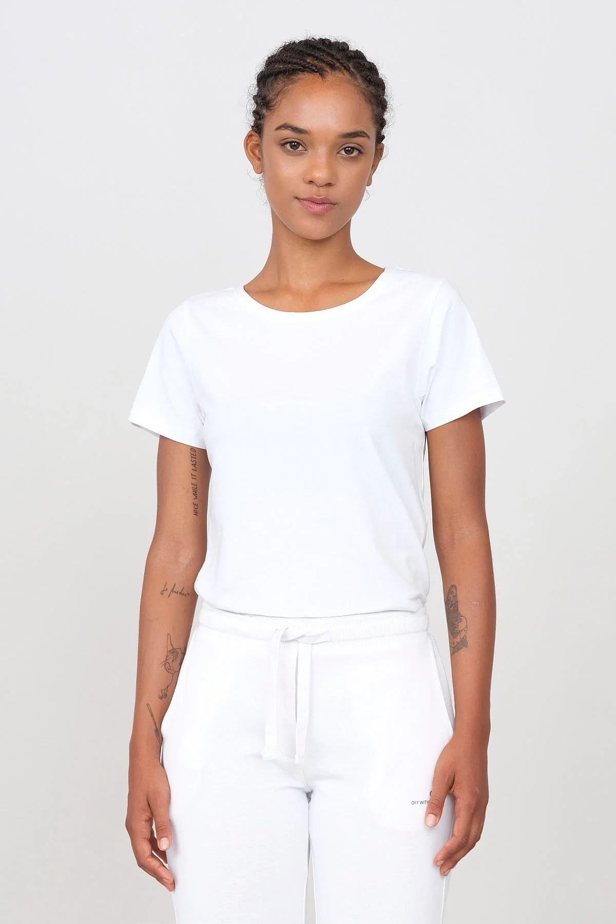 Women's Crewneck T-Shirt White Sequined Glittery Shiny