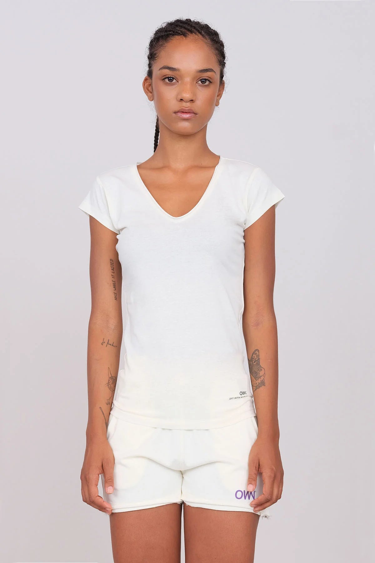 Women's Soft V-Neck T-Shirt Butter Front Pockets Side Pockets Patch Pockets