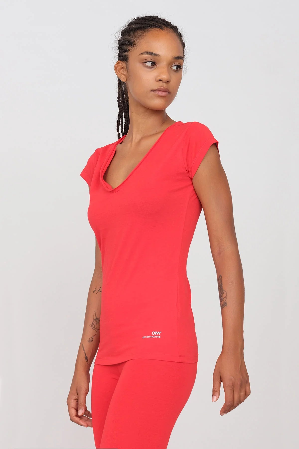 Women's Soft V-Neck T-Shirt Red Modern Contemporary Chic
