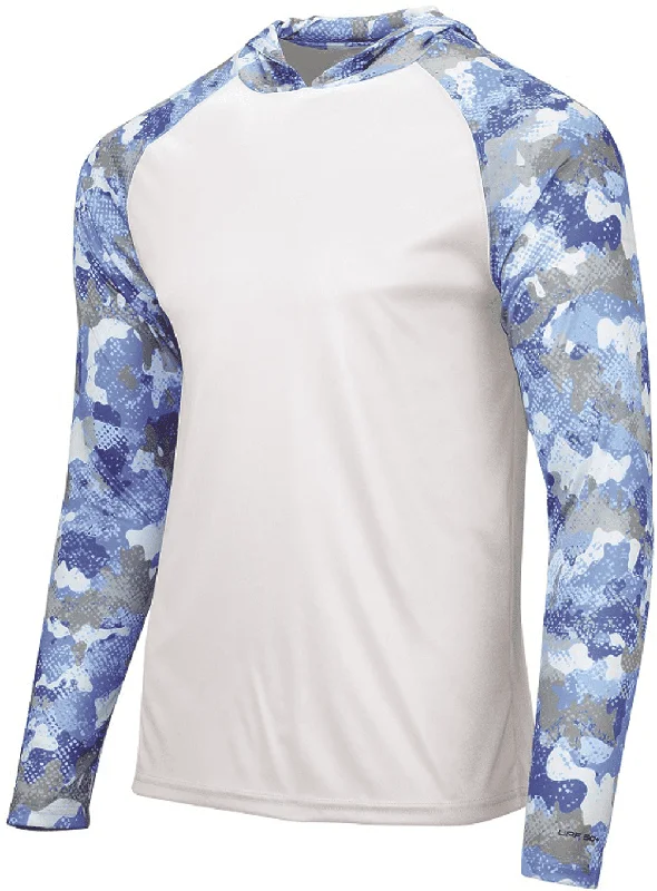 Paragon 240 Tortuga Extreme Performance Hooded T-Shirt - White Blue Mist Camo Iron Safe Non-Iron Wrinkle Free