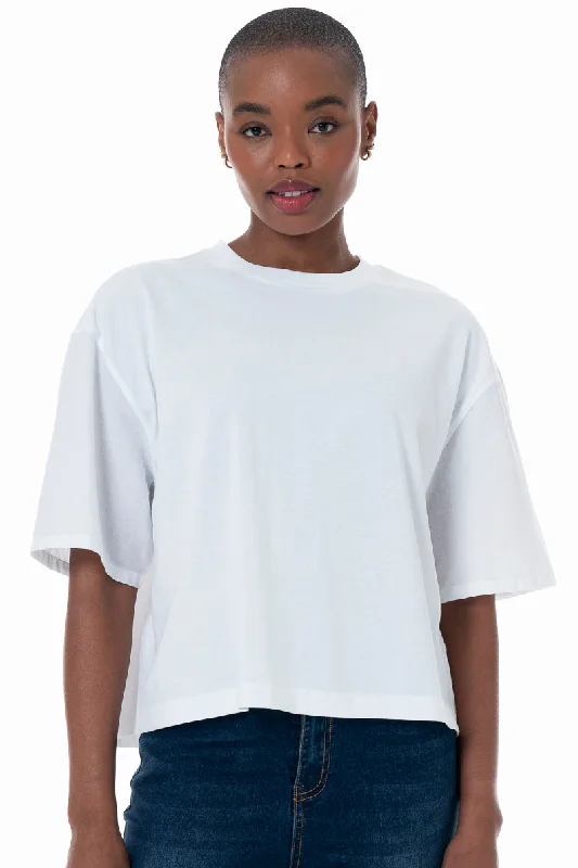 Poplin T-Shirt _ 152273 _ Optic White Zippered Front Buttoned Front Snap Front