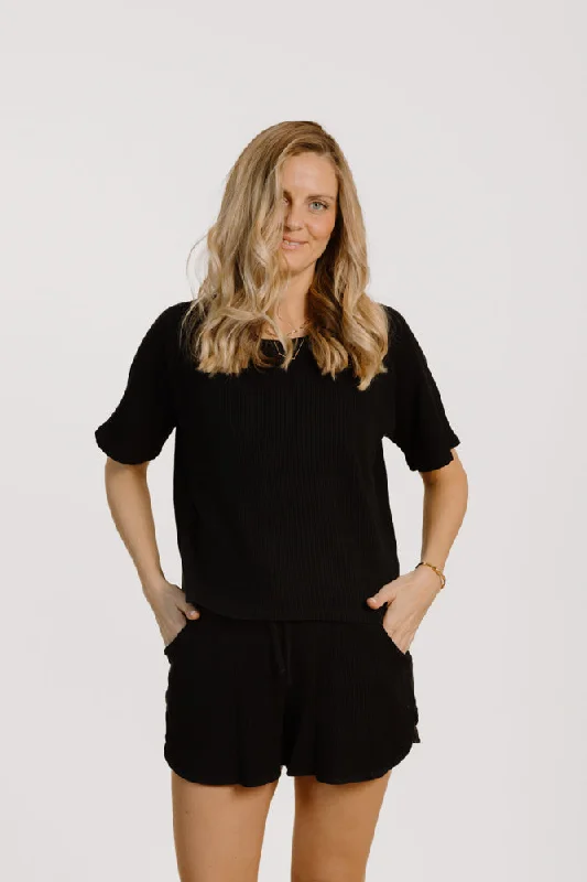 Lila T-Shirt Black Polka Dot Checkered Tartan