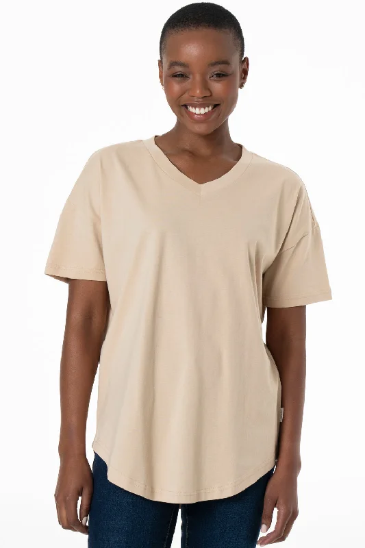 Relaxed T-Shirt _ 143242 _ Beige Polka Dot Checkered Tartan