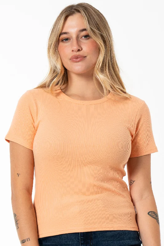 Ribbed T-Shirt _ 141560 _ Orange Ribbed T-Shirt High Neck Heavyweight