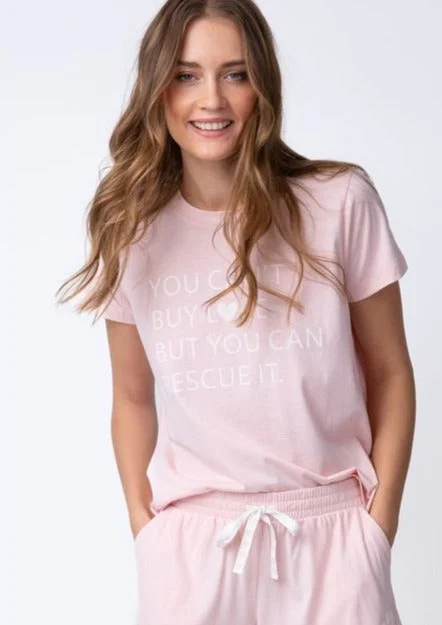 rescue love short sleeve tee Notch Collar Peter Pan Collar Cowl Neck