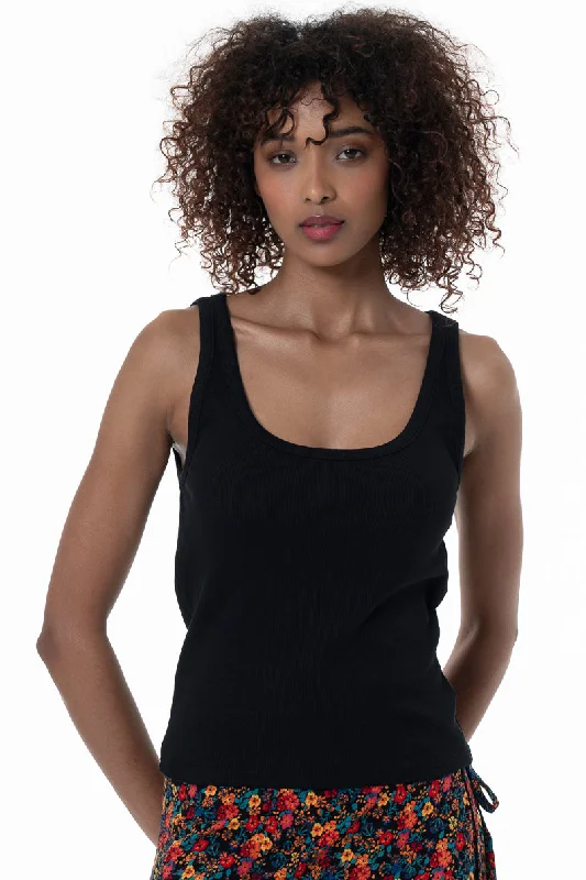 Scoop Neck T-Shirt _ 152288 _ Black Lace Blend Ribbed Blend Corduroy Blend