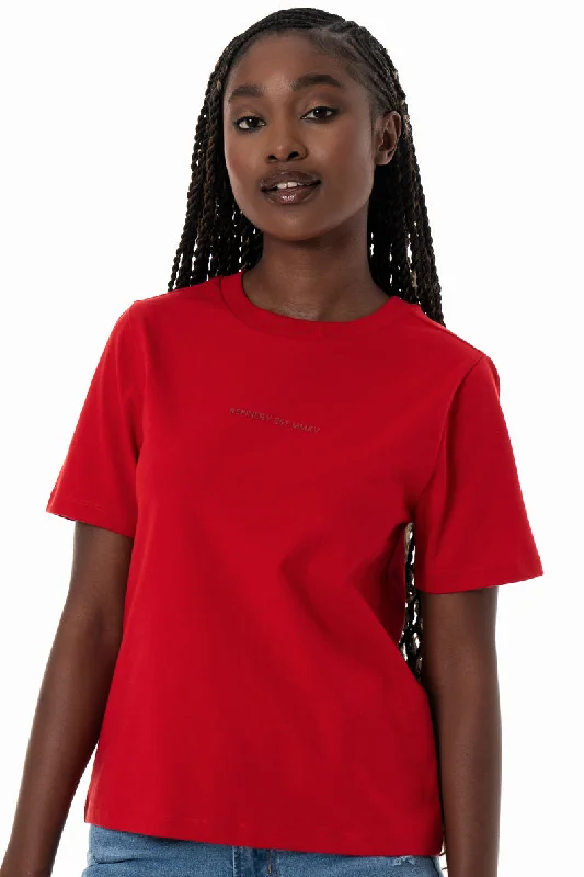 Slim Fit T-Shirt _ 154359 _ Red Oversized T-Shirt Spandex breathable
