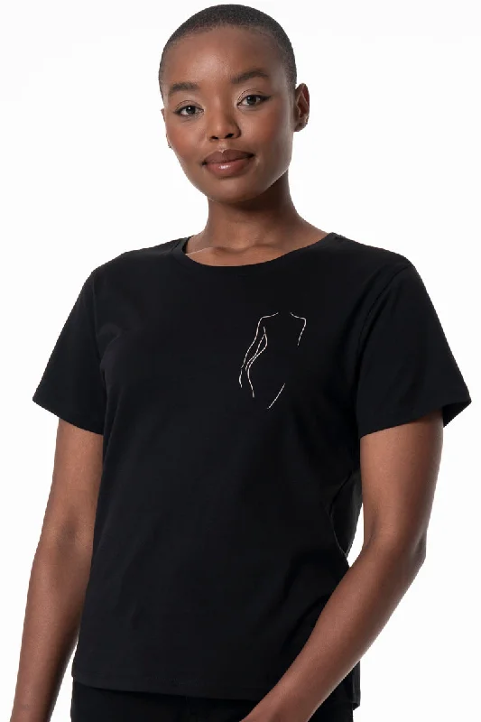 Statement T-Shirt _ 145644 _ Black Chenille Blend Fleece Blend Nylon Blend
